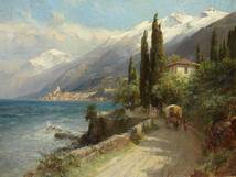 Malcesine mit Monte Baldo auf einem Gemälde von Edward Comption (1913)